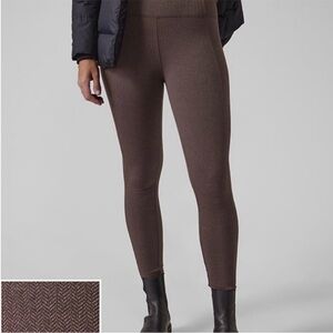 Athleta MidRise UPF 50+ Delancey Herringbone Tight Burgundy Ankle Legging Pant S